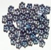 50 3x9mm Transparent Crystal Blue Lustre Flower Spacer Beads